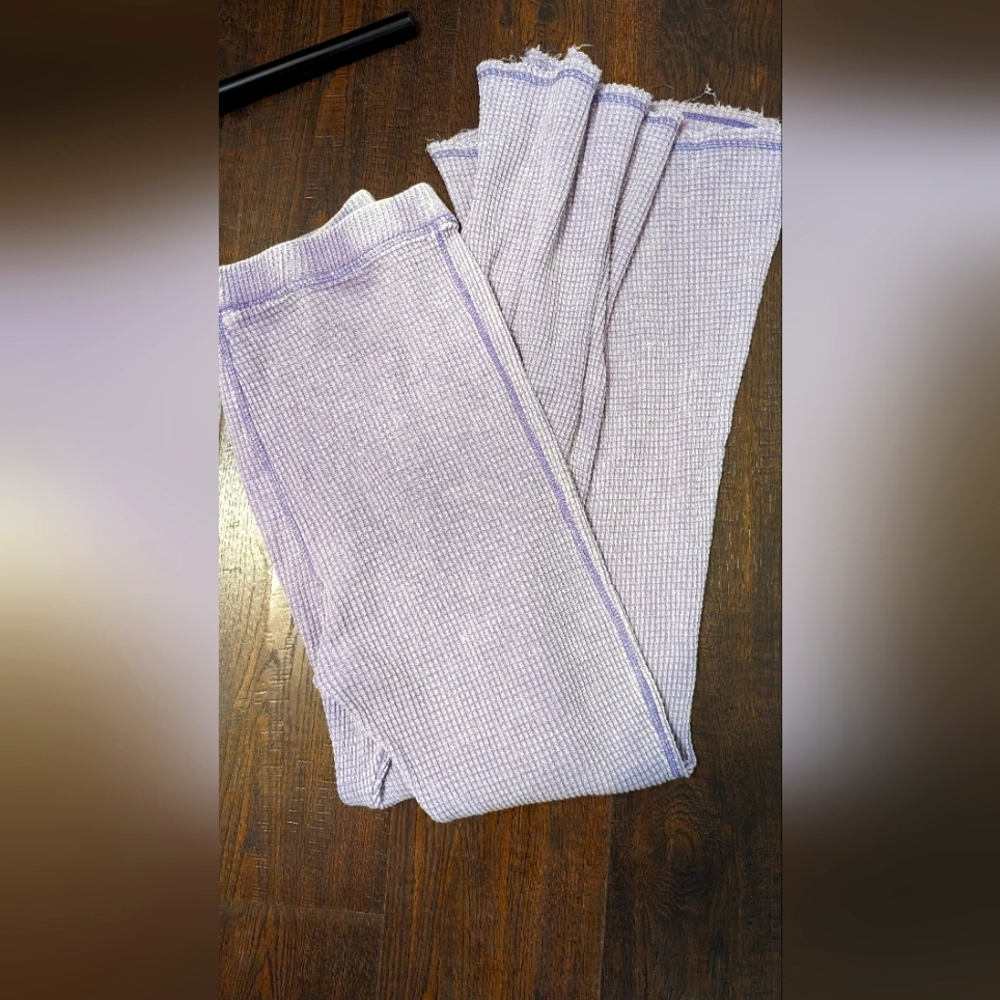 Waffle knit flare pants